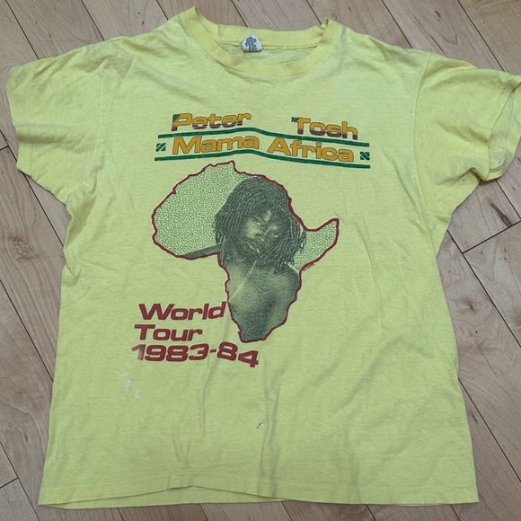 TRUE Vintage Peter Tosh Mama Africa World Tour 1983-84 T Shirt Large 80s Reggae - Picture 8 of 8
